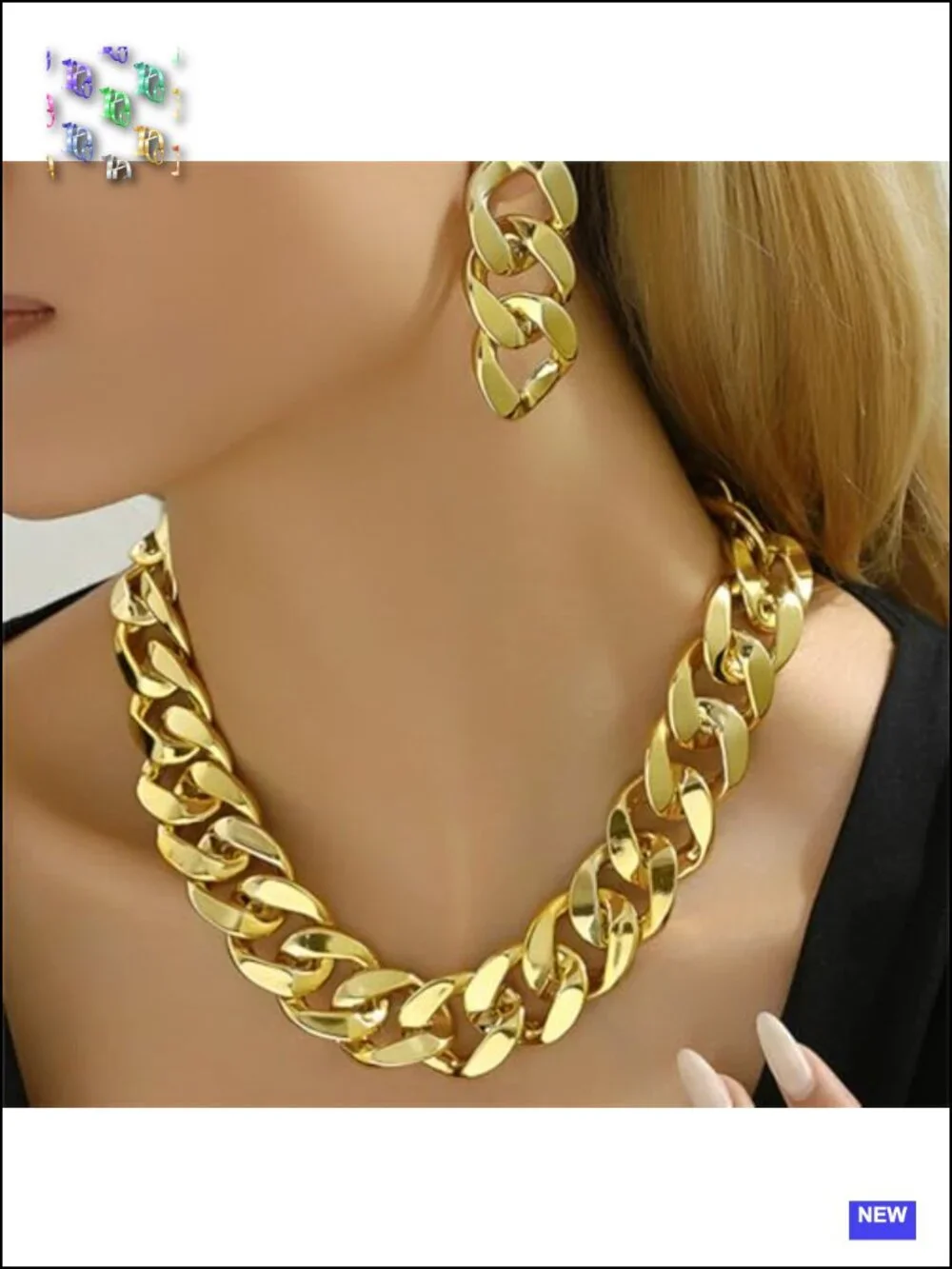 Boho Chunky Acrylic Statement Necklace & Earring Set - Retro 80s Jewelry